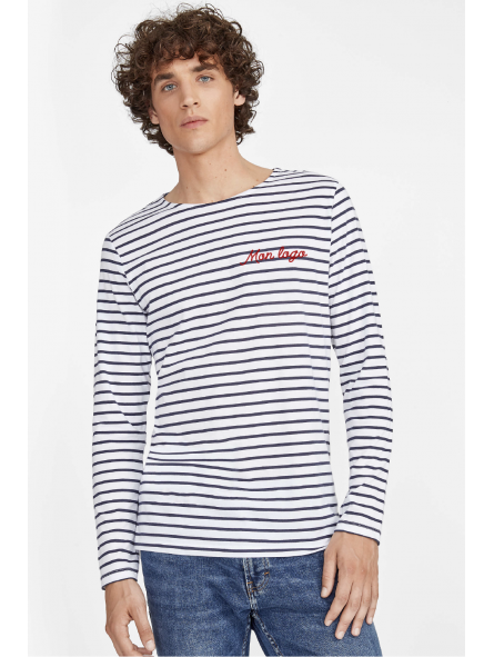 T-SHIRT HOMME RAYÉ PERSONNALISABLE 150G "MARINE"