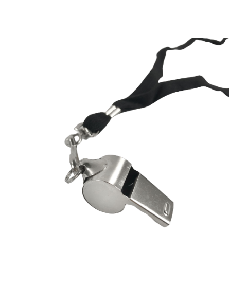 SIFFLET EN MÉTAL PERSONNALISABLE AVEC TOUR DE COU