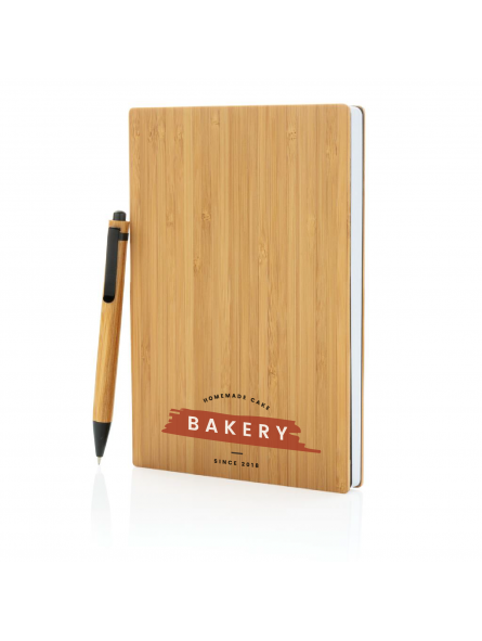 CARNET A5 ET STYLO BAMBOU À PERSONNALISER "FIGEN"
