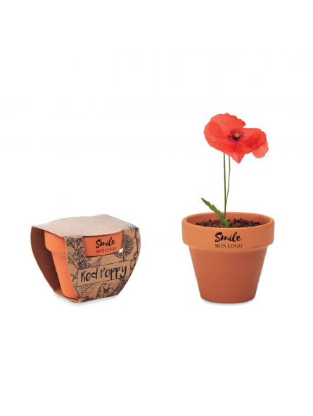 MINI POT DE FLEURS PERSONNALISÉ AVEC GRAINES DE COQUELICOT "RED POPPY"