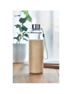Bouteille publicitaire en verre housse en jute "UTAH TOUCH" | SIP19