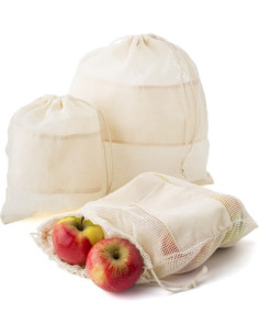 Set de 3 sacs filet en coton à personnaliser "LEEKY" | SIP19