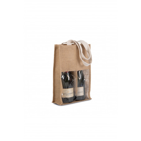 Sac porte-bouteilles promotionnel en jute "SCIERA" | SIP19