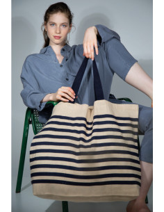 Grand sac fourre-tout personnalisé en jute et coton "ARLOS" | SIP19