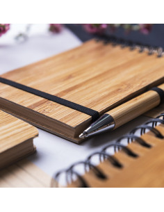 Carnet spirale A6 et stylo en bambou à imprimer "TUMIZ" | SIP19