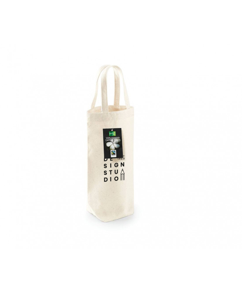 SAC À BOUTEILLE PERSONNALISABLE EN COTON FAIRTRADE 400G "VIDRA"