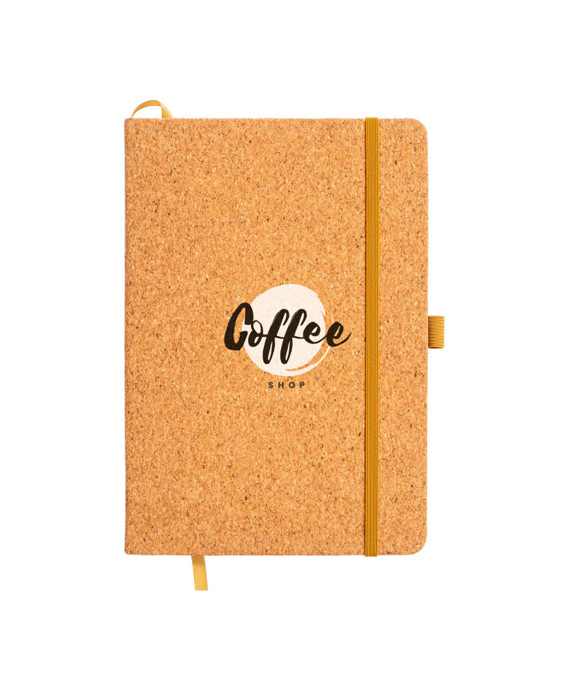 CARNET A5 LIGNÉ EN LIÈGE ET PAPIER RECYCLÉ PERSONNALISABLE "WADPI"