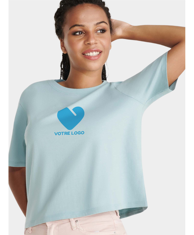 T-SHIRT CROP TOP PUBLICITAIRE FEMME EN COTON 170G "DOMINICA"