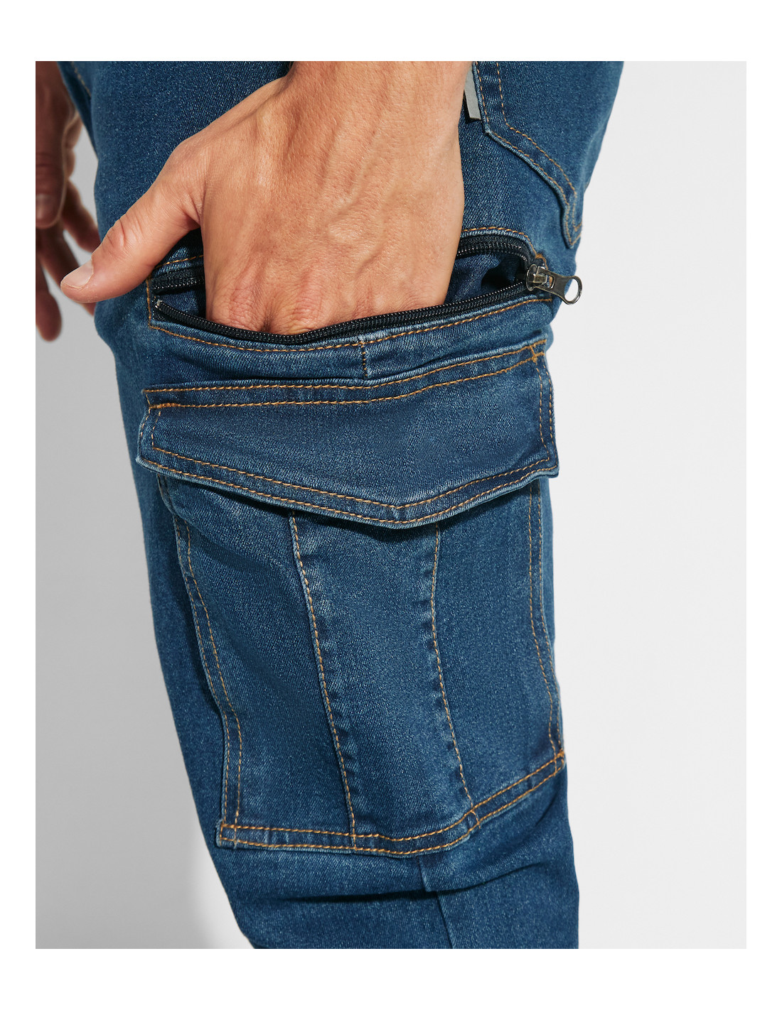 Jeans Homme Slim Fit Multi-Poches - Pantalon Décontracté Confortable Jogging Sport Quotidien