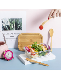Lunch box promotionnelle en verre et bambou 700ml "BEJAR" | SIP19