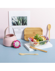 Lunch box promotionnelle en verre et bambou 700ml "BEJAR" | SIP19
