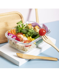 Lunch box promotionnelle en verre et bambou 700ml "BEJAR" | SIP19