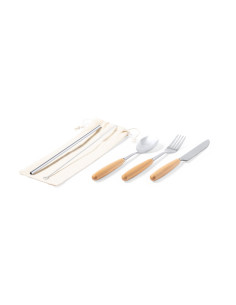 Couverts personnalisables acier inoxydable et paille "BASUKY" | SIP19