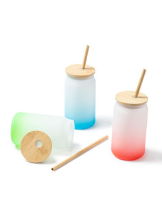 Verre publicitaire effet givré coloré et paille "DALBY" 350ml | SIP19