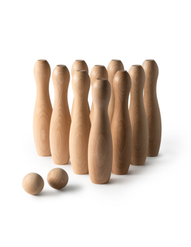 JEU DE 10 QUILLES EN BOIS PERSONNALISÉES "VIZA"