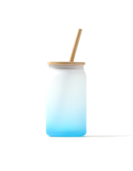 Verre publicitaire effet givré coloré et paille "DALBY" 350ml | SIP19