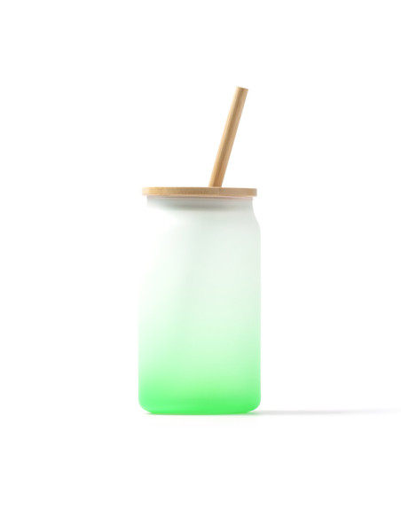 Verre publicitaire effet givré coloré et paille "DALBY" 350ml | SIP19