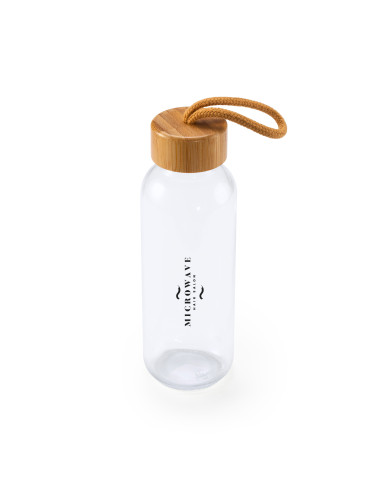 BOUTEILLE PERSONNALISÉE EN VERRE 500ML AVEC BOUCHON BAMBOU "TRILBY"