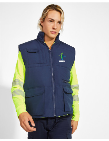 GILET HAUTE VISIBILITÉ RÉVERSIBLE PERSONNALISÉ HOMME 450G "PERSEI"