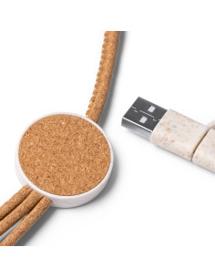 Chargeur multicâble personnalisé en liège et fibre de blé "METRIK" | SIP19