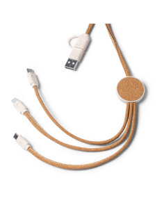 Chargeur multicâble personnalisé en liège et fibre de blé "METRIK" | SIP19