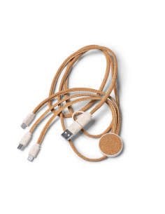 Chargeur multicâble personnalisé en liège et fibre de blé "METRIK" | SIP19