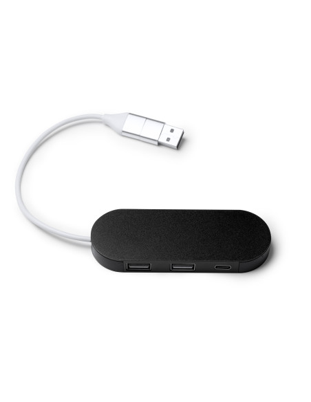 HUB USB/USB-C personnalisable en aluminium recyclé "DORIAN" | SIP19
