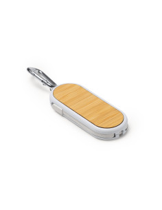 Porte-clés chargeur multicâble promotionnel en bambou | SIP19