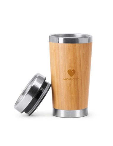 MUG ISOTHERME PUBLICITAIRE EN BAMBOU 500 ML "YABA"