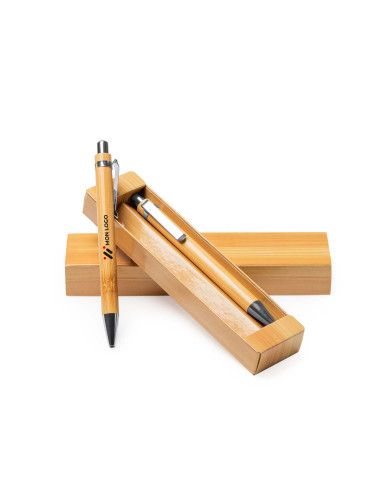 PARURE DE 2 STYLOS PERSONNALISABLES EN BAMBOU "KIOTO"