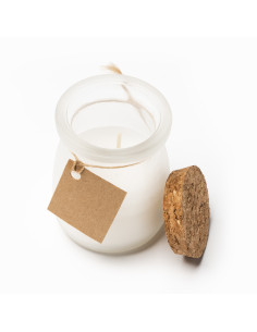 Bougie personnalisée en verre avec bouchon en liège "SURNA" | SIP19