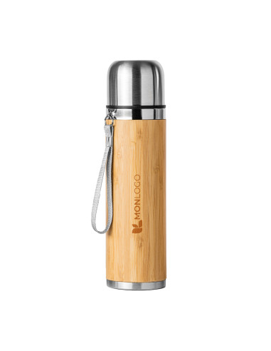 THERMOS PUBLICITAIRE EN BAMBOU ET ACIER INOXYDABLE 420 ML "FENGI"