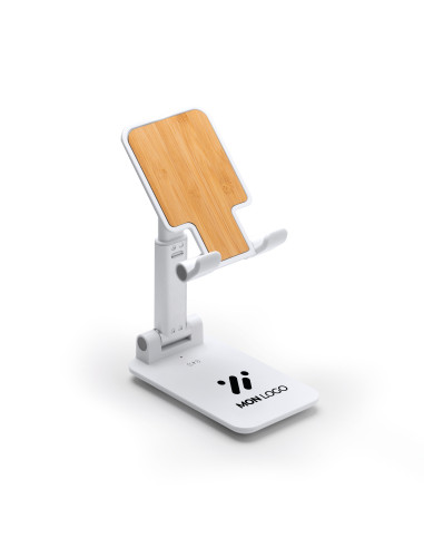 SUPPORT TÉLÉPHONE CHARGEUR PERSONNALISABLE À INDUCTION EN BAMBOU "ZICUM"