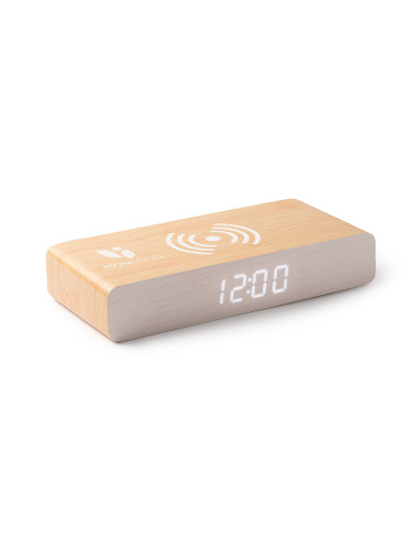 HORLOGE CHARGEUR À INDUCTION PERSONNALISABLE EN BOIS 5W "ICARUS"