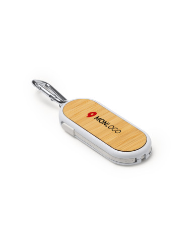 PORTE-CLÉS CHARGEUR 5-EN-1PERSONNALISABLE EN BAMBOU "DIONE"