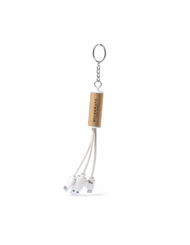 PORTE-CLÉS CHARGEUR MULTICÂBLE PERSONNALISABLE CARTON RECYCLÉ "FEILDIN"