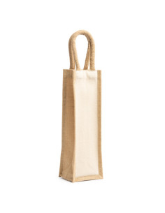 Sac à bouteille imprimé en jute et coton "BELONA" | SIP19