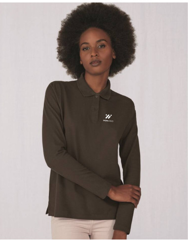 POLO FEMME MANCHES LONGUES PERSONNALISÉ EN COTON 210G "LEZEY"