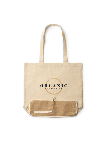 TOTE BAG PLIABLE PERSONNALISABLE EN COTON/JUTE 110G "RAKU" 35x39x10cm