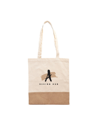 TOTE BAG COTON/JUTE À PERSONNALISER 120G "WAVE" 37x41cm