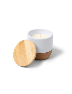 Bougie aromatique personnalisée en liège et bambou "SILKEN" | SIP19