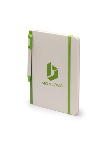 CARNET A5 PERSONNALISÉ EN CARTON RECYCLÉ AVEC STYLO "YORIS"