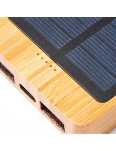 Powerbank solaire personnalisé en bambou 5 000 mAh "BERKEL" | SIP19
