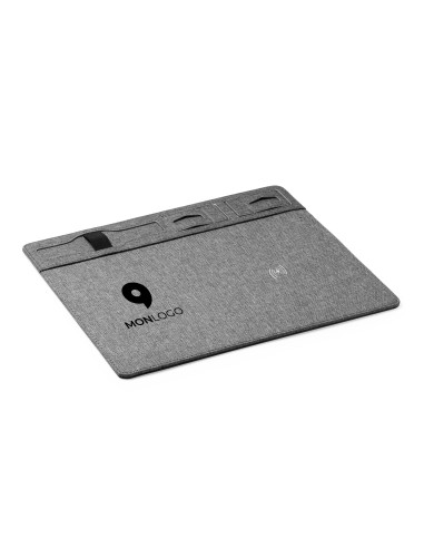 TAPIS DE SOURIS MULTIFONCTION PERSONNALISÉ AVEC CHARGEUR SANS FIL EN RPET "DEMAR"