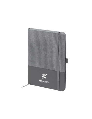 CARNET A5 PERSONNALISÉ EN VELOURS CÔTELÉ ET CUIR PU "SULY"