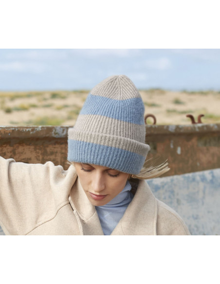 Bonnet rayé à personnaliser en RPET "BLOCK BEANIE" | SIP19