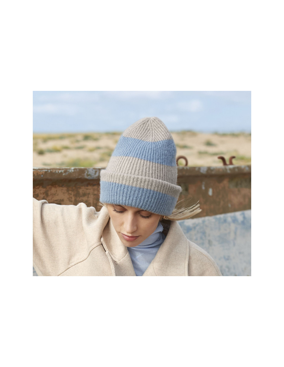 Bonnet rayé à personnaliser en RPET "BLOCK BEANIE" | SIP19