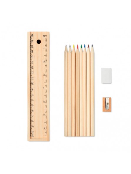 SET DE 12 CRAYONS ET RÈGLE EN BOIS PERSONNALISABLES "TODO"