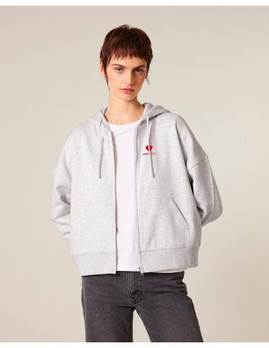 SWEAT À CAPUCHE ZIP FEMME PREMIUM EN COTON BIO 300G "STELLA IDA"