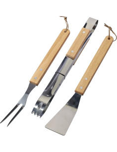 Set barbecue personnalisable en bois et acier inox "KAITLYN" | SIP19